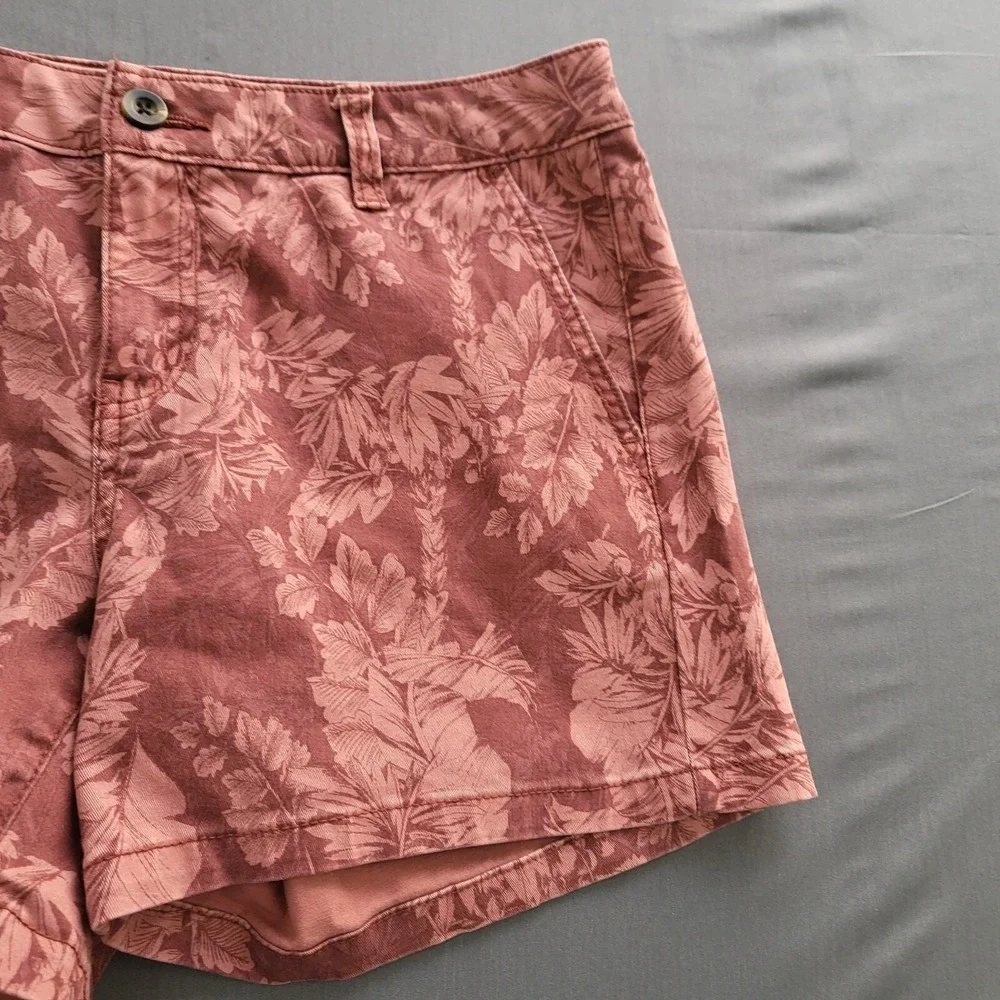 ana A New Approach Womens Mauve Floral Mid‎ Rise Twill Shorts Size 6 Boho Y2K
